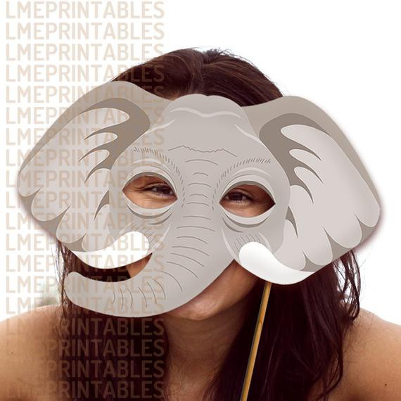 DIY Animal Mask
 Elephant Printable Mask Gray DIY Safari Jungle Animal Masks
