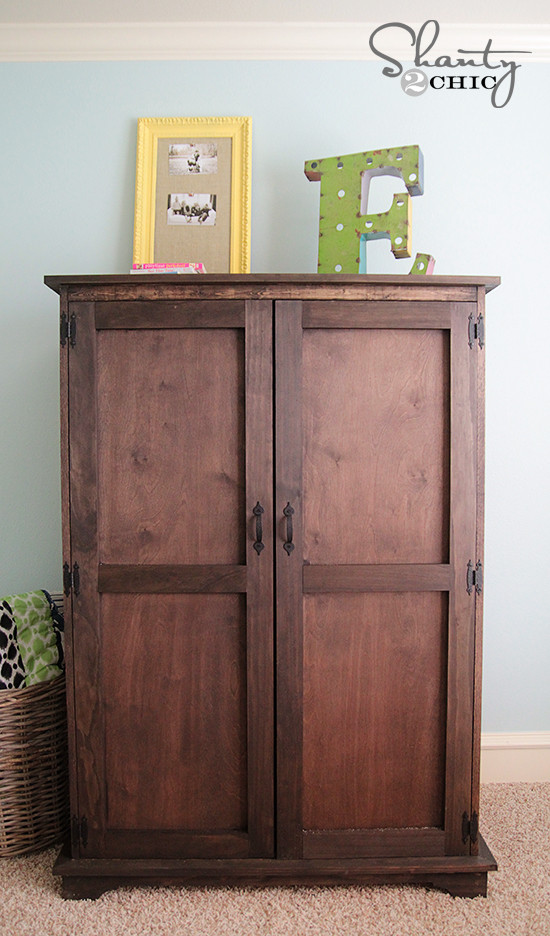 DIY Armoire Plans
 Pottery Barn Inspired Armoire Free Plans Shanty 2 Chic