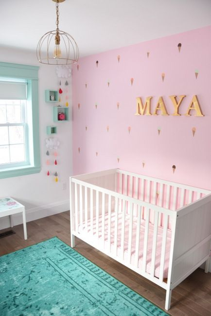 DIY Baby Girl Room Decor
 Maya s Mint And Pink Nursery Get the Look