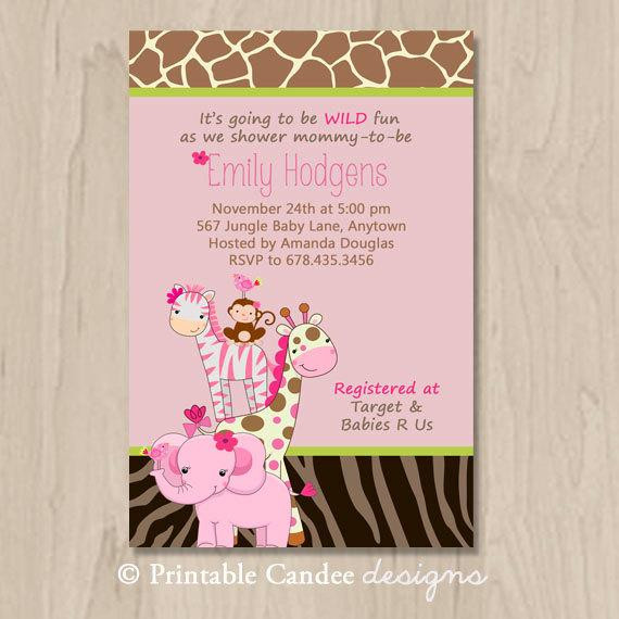 DIY Baby Shower Invitations Free
 Pink Jungle Baby Shower Invitation DIY Custom by
