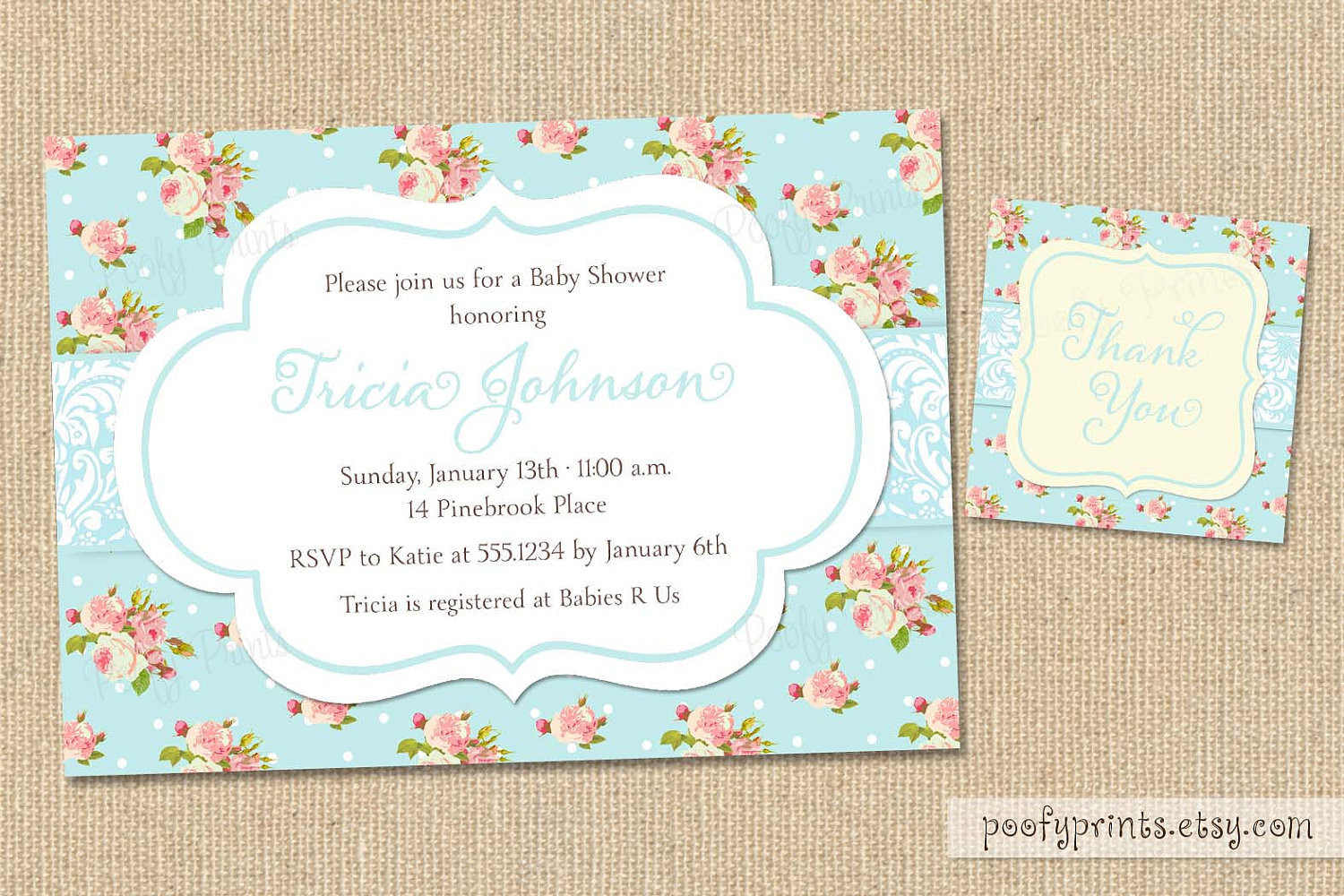 DIY Baby Shower Invitations Free
 Shabby Chic Baby Shower Invitations DIY Printable by