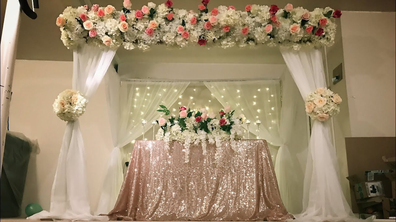 DIY Backdrop Wedding
 DIY canopy and stage backdrop decor DIY floral decor DIY