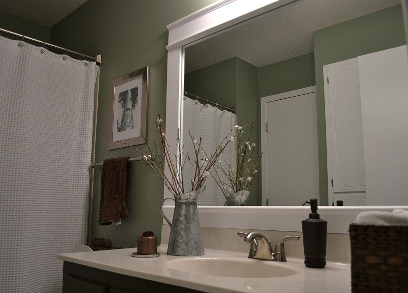 Diy Bathroom Mirror Frame
 Dwelling Cents Bathroom Mirror Frame