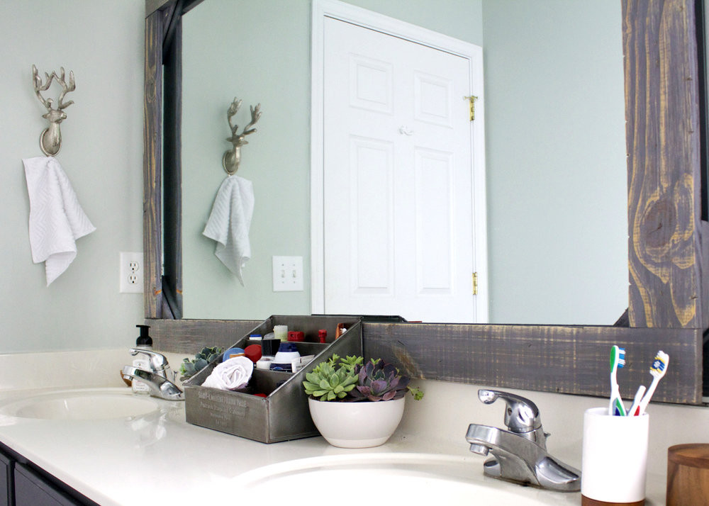 Diy Bathroom Mirror Frame
 DIY Rustic Wood Mirror Frame — Tag & Tibby Design