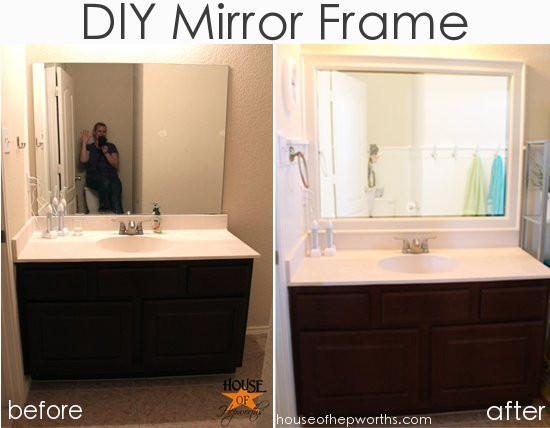 Diy Bathroom Mirror Frame
 The kids’ bathroom mirror s framed
