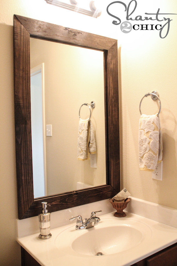 Diy Bathroom Mirror Frame
 Cheap and Easy Way to Update a Bathroom Shanty 2 Chic