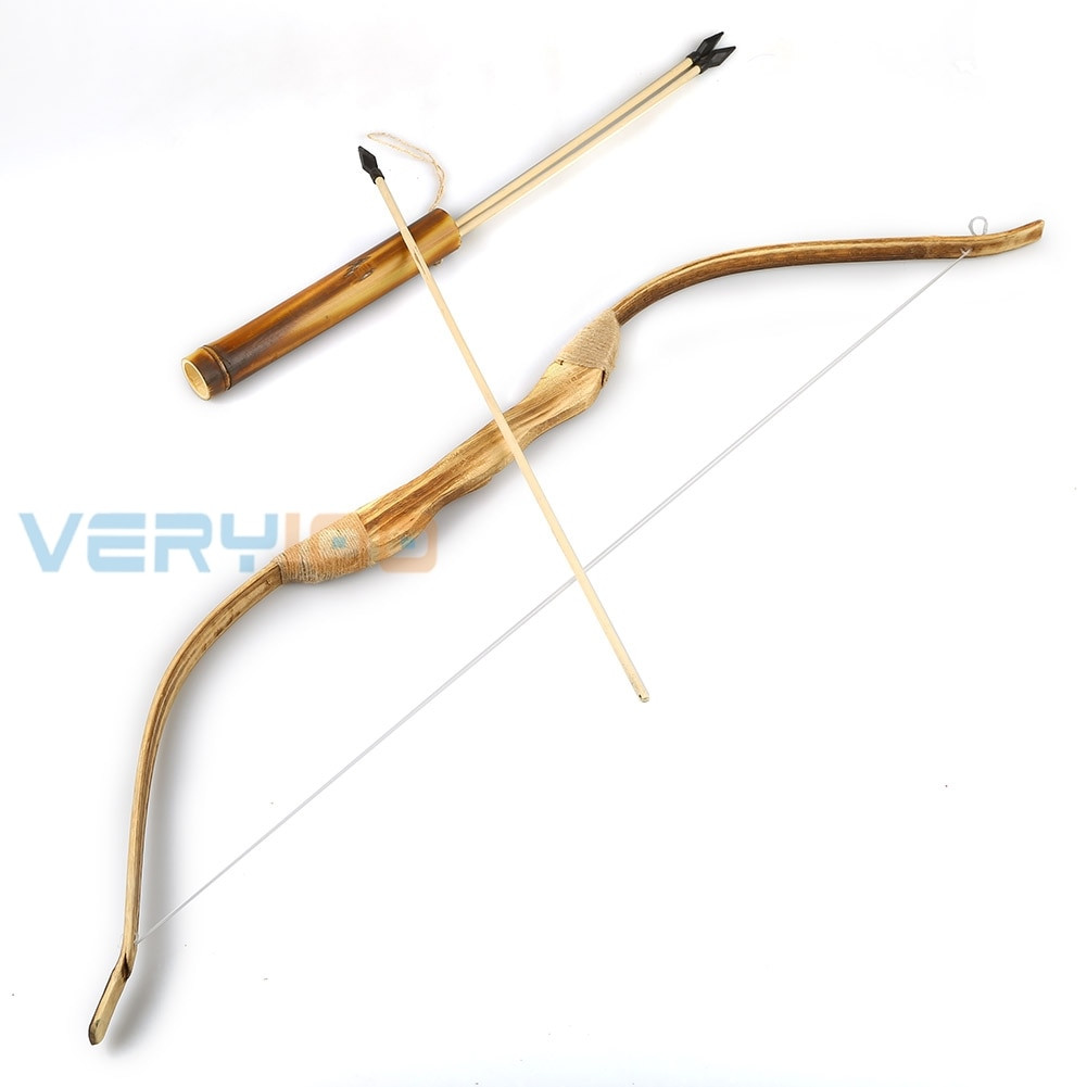 DIY Bow And Arrow For Kids
 Traditional Wooden Wood Bow With 3 Arrows And Quiver Kids