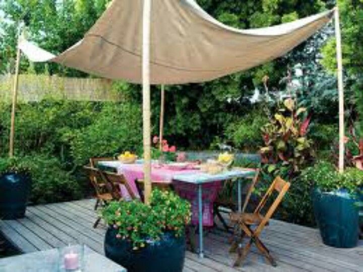 DIY Canopy Outdoor
 Canvas drop cloth 12 00 home depot and planters for a