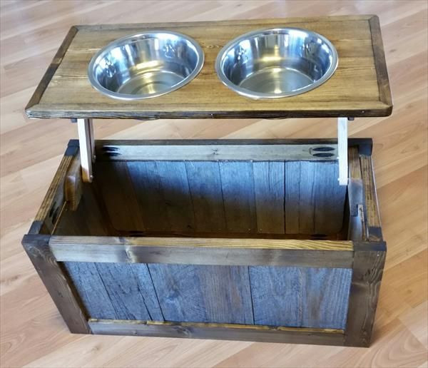DIY Dog Food Stand
 DIY Pallet Raised Dog Feeder with Storage
