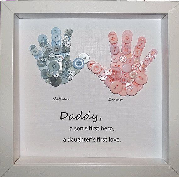 Diy First Father'S Day Gift Ideas
 Button Handprint Personalised Daddy Gift Handprints for