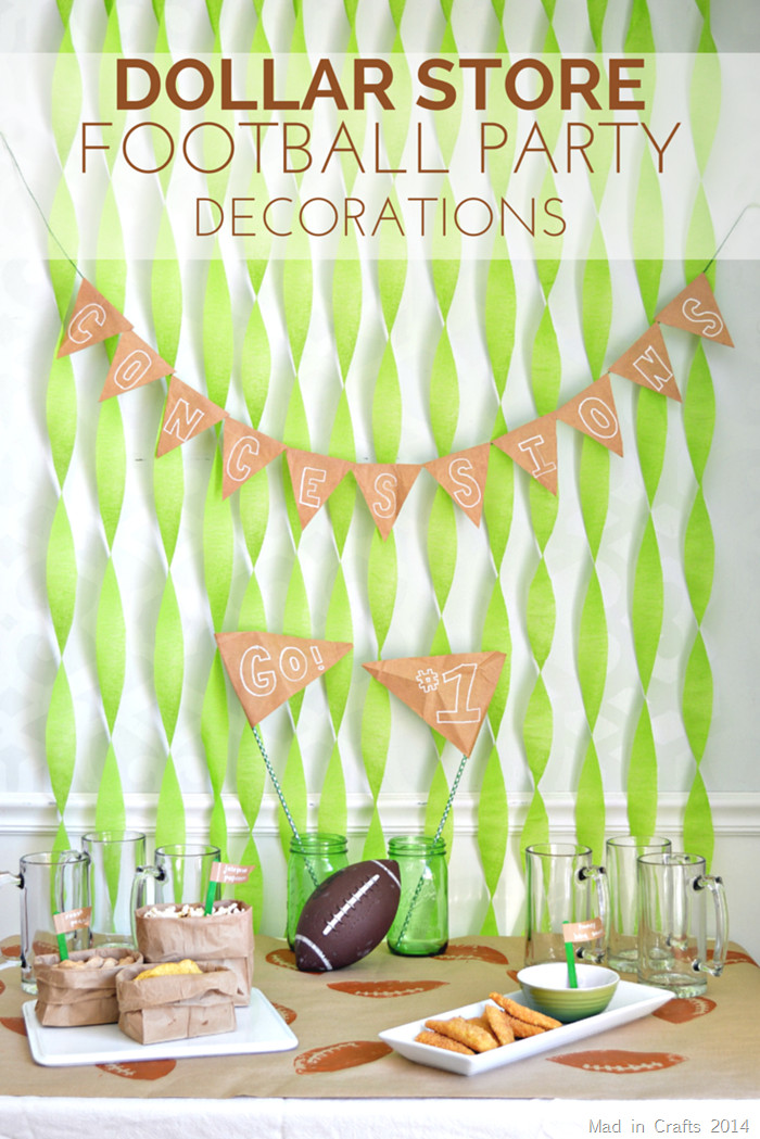 DIY Football Party Decorations
 DOLLAR STORE FOOTBALL PARTY DECORATIONS Mad in Crafts
