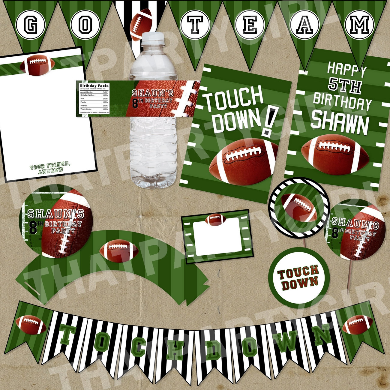 DIY Football Party Decorations
 Mini FOOTBALL Party Package Decorations Favors DIY
