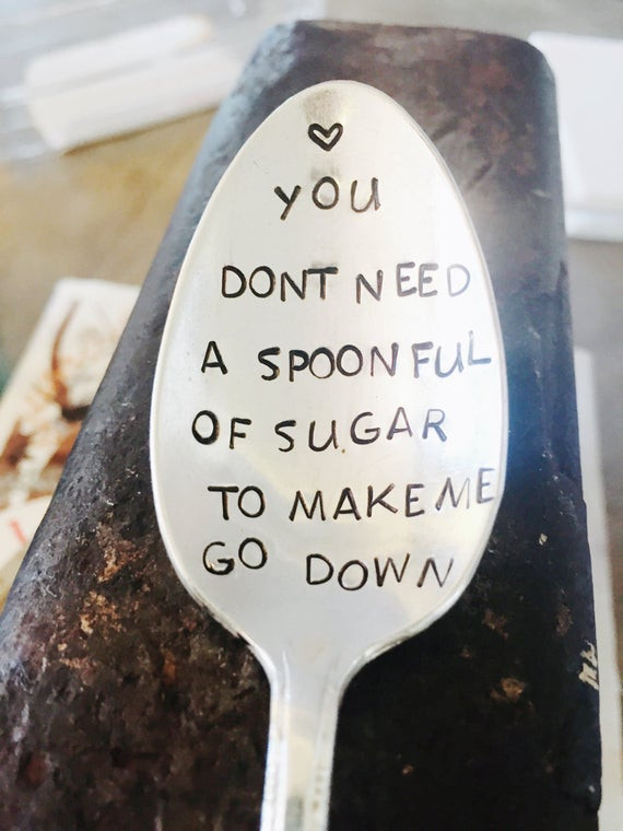 DIY Gag Gifts
 Silver Spoon Hand Stamped Spoon Funny Gifts Sugar by