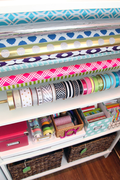 DIY Gift Wrap Station
 IHeart Organizing Under the Stairs Storage Reveal
