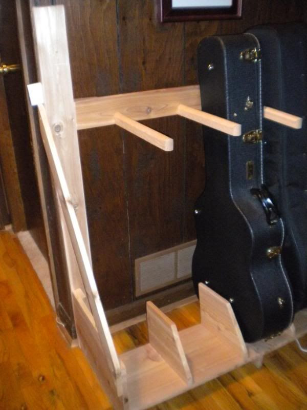 DIY Guitar Case Rack
 Instrument storage vertical floor rack project