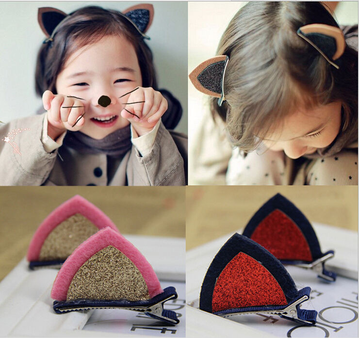 DIY Hair Clips For Toddlers
 2pcs Girls Hair Clips Baby Kids Hair Pin Ribbon Cat Ear