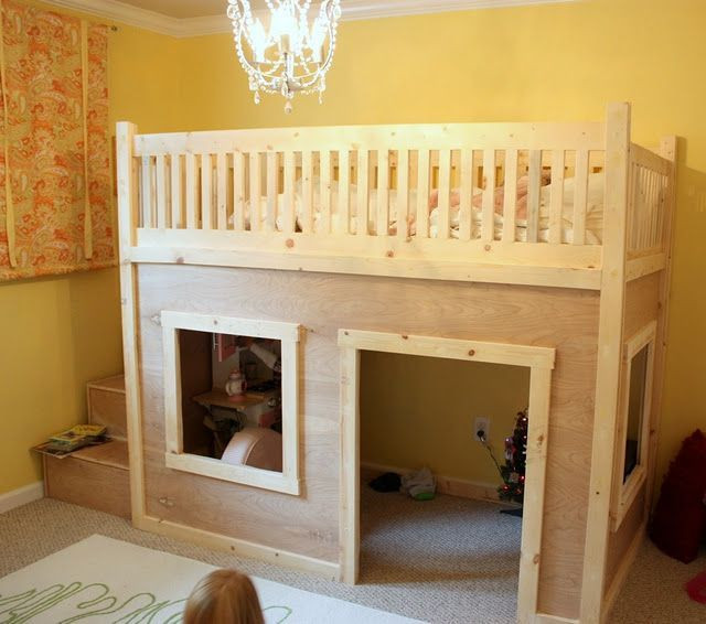 DIY Kids Bed With Storage
 Playhouse loft bed with storage stairs click the links