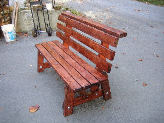 DIY Outdoor Bench With Back
 DIY 2x4 bench with back Can t wait to make this with a