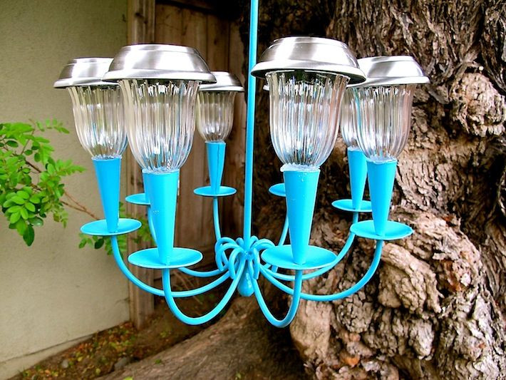 DIY Outdoor Chandelier With Solar Lights
 Make a cute solar powered outdoor chandelier for your