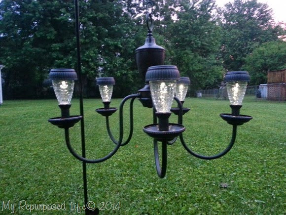 DIY Outdoor Chandelier With Solar Lights
 Simply Me DIY with an old chandelier