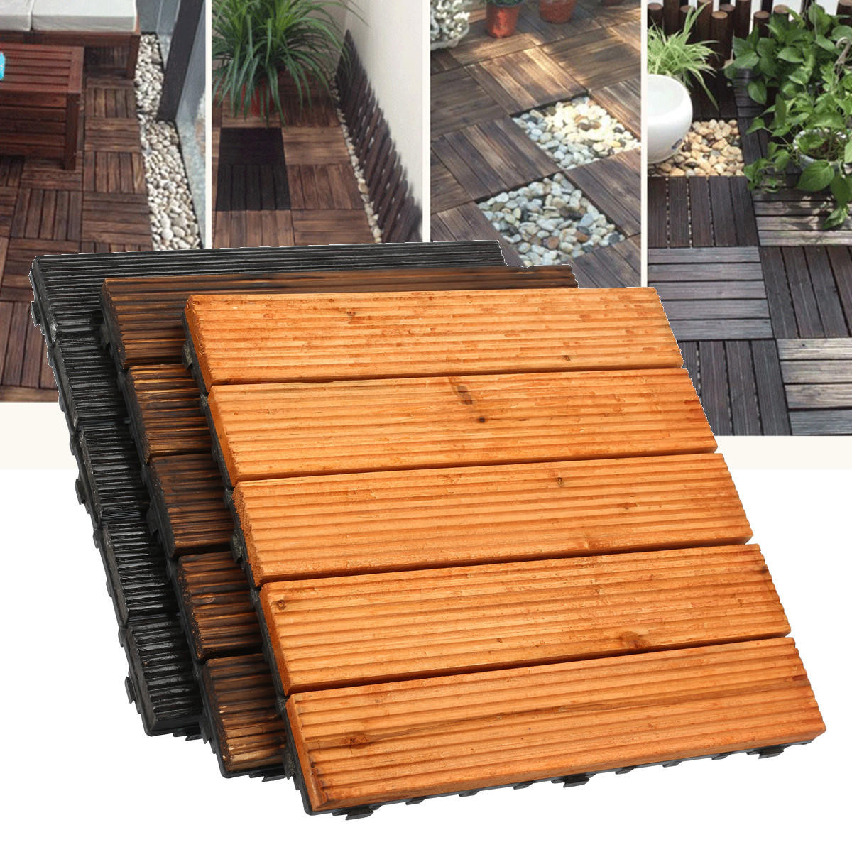 DIY Outdoor Flooring
 30x30cm diy wood patio interlocking flooring decking tile