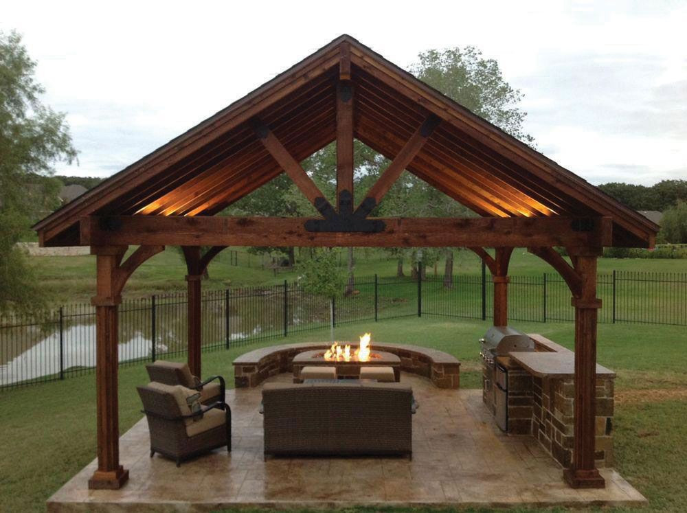 DIY Outdoor Pavilion
 This beautiful yet rustic freestanding post and beam
