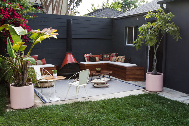 DIY Outdoor Seating Area
 Sarah Sherman Samuel home progress patio DIY built in