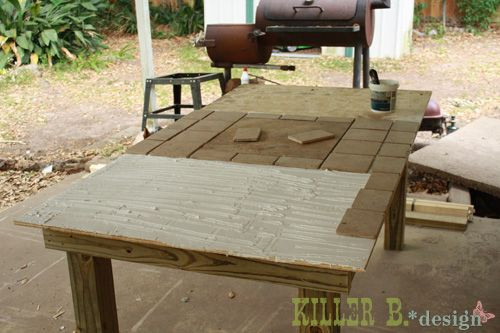 DIY Outdoor Tile Table
 outdoor tile table tutorial crafty ideas