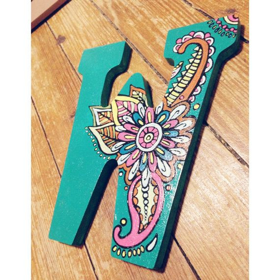DIY Painting Wooden Letters
 hand painted wooden letters with paisley by