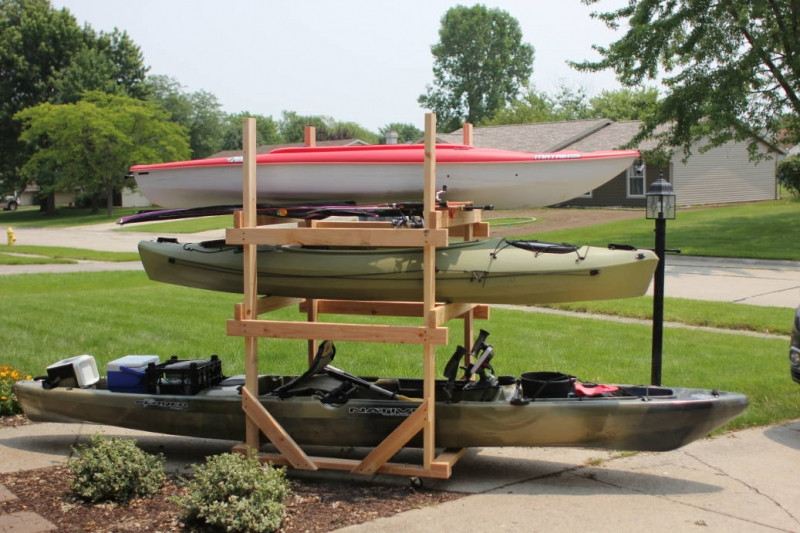 DIY Plan For A Wooden Canoe Rack
 DIY Rolling Kayak Storage Rack 2x4s and caster wheels