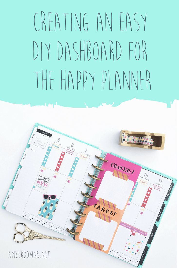 DIY Planner Dashboard
 DIY functional Happy Planner dashboard