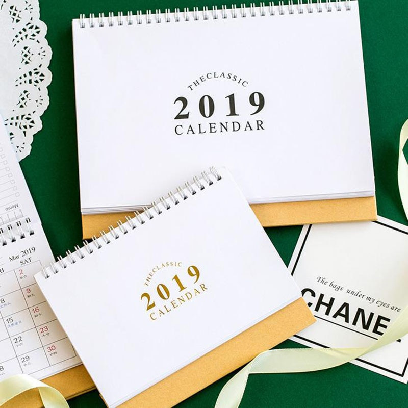DIY Planners 2019
 1 Pcs Kawaii 2019 Cute Simple Gilding Calendar DIY Table