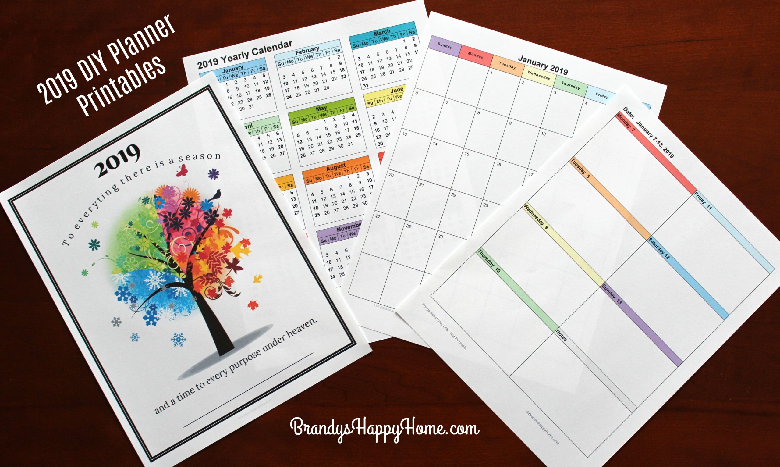 DIY Planners 2019
 FREE 2019 DIY Calendar Planner Printables