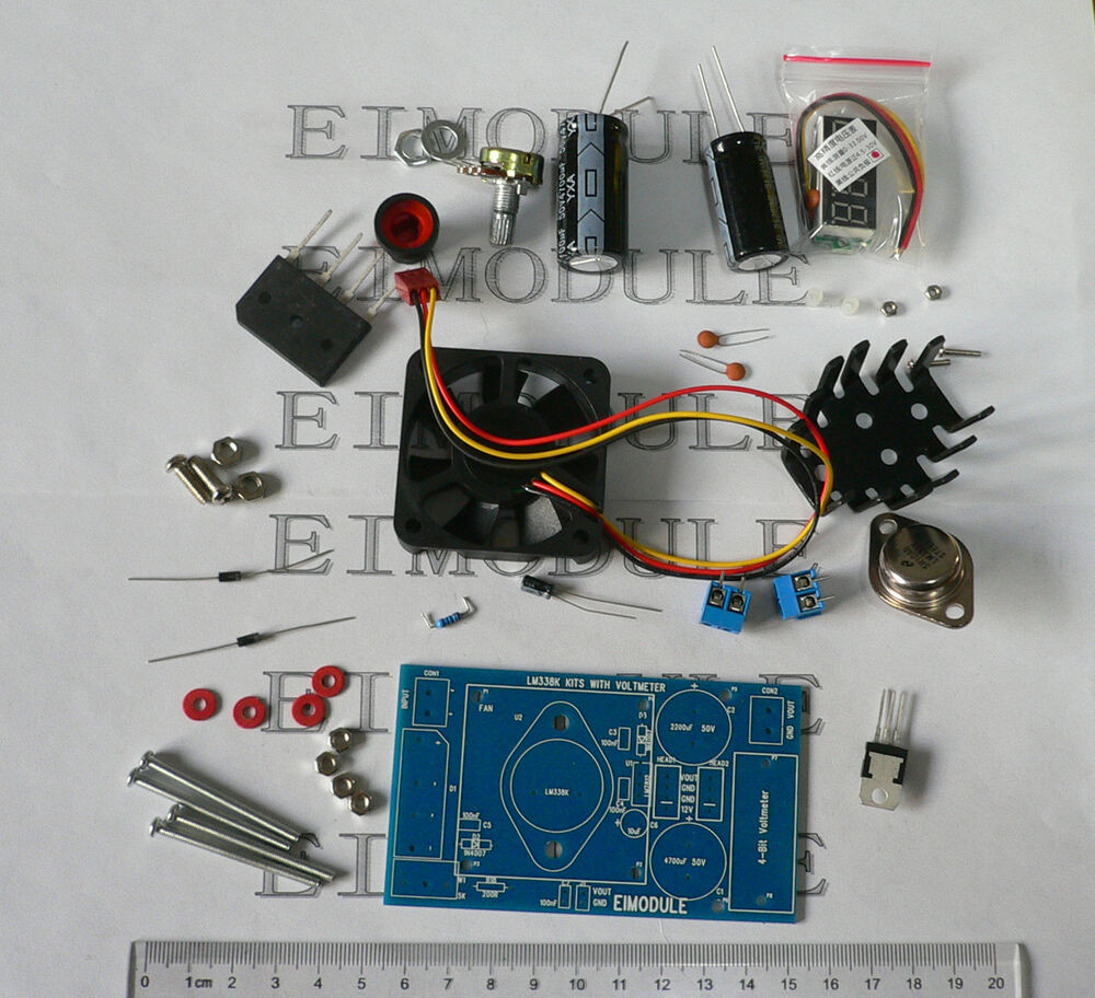 DIY Power Supply Kit
 LM338 LM338K 5A variable power supply diy kit Fan LED