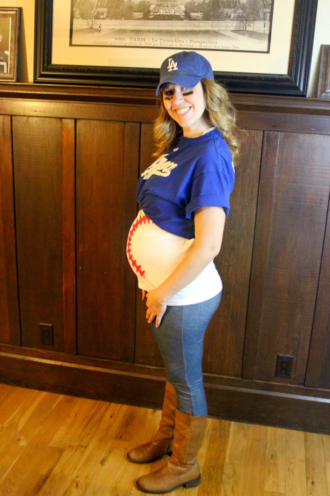 DIY Pregnancy Costume
 From Dahlias to Doxies DIY Pregnant Baseball and Umpire