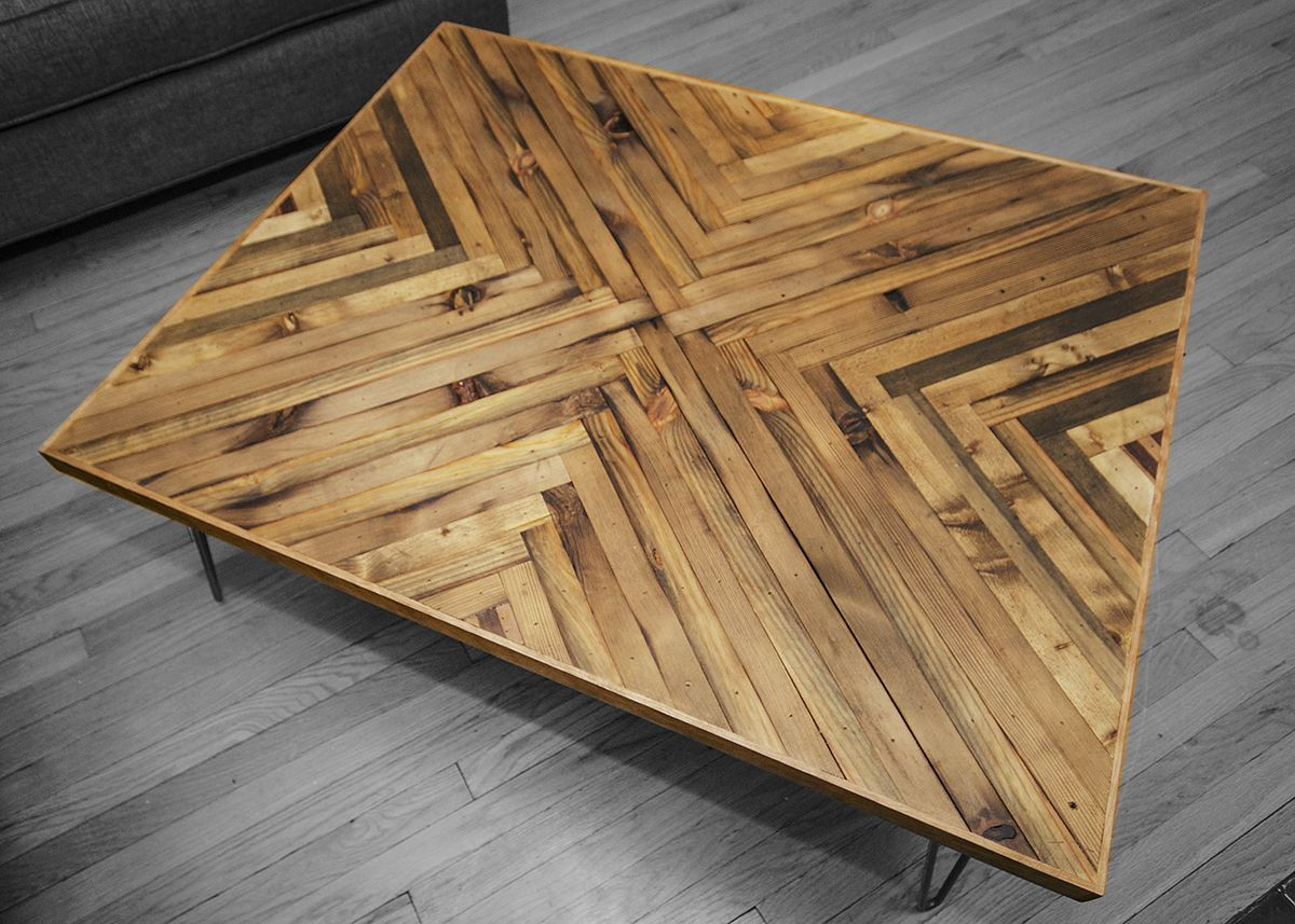 DIY Reclaimed Wood Table Top
 Herringbone Coffee Table Top
