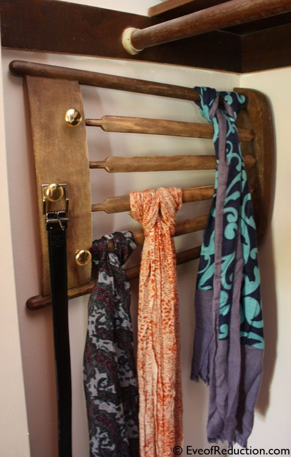 DIY Scarf Rack
 Project Ideas for Old Chairs My Repurposed Life™
