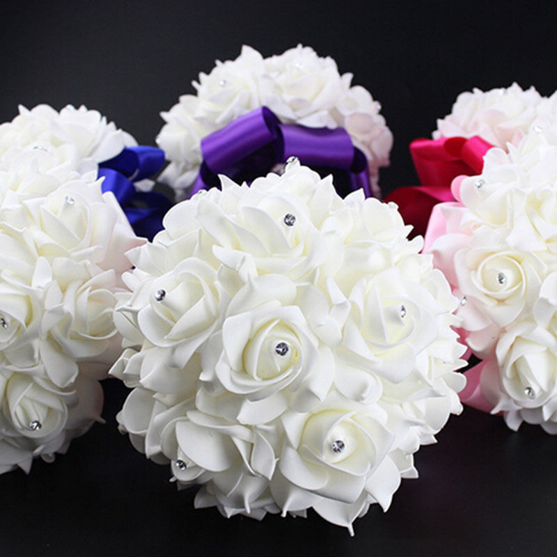 DIY Silk Wedding Bouquet
 1 Bouquet Crystal Bridal Wedding Bouquet Silk Flower