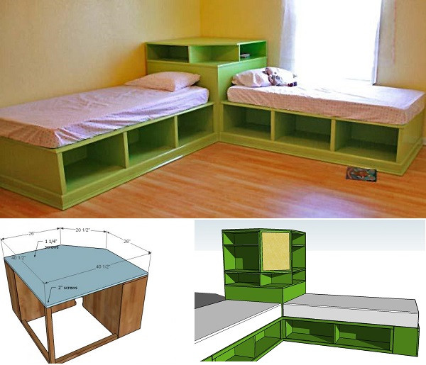 DIY Storage Bed Plans
 DIY Twin Corner Beds With Storage