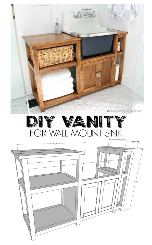 DIY Vanity Plans
 That s My Letter DIY Vanity for Wall Mount Sink