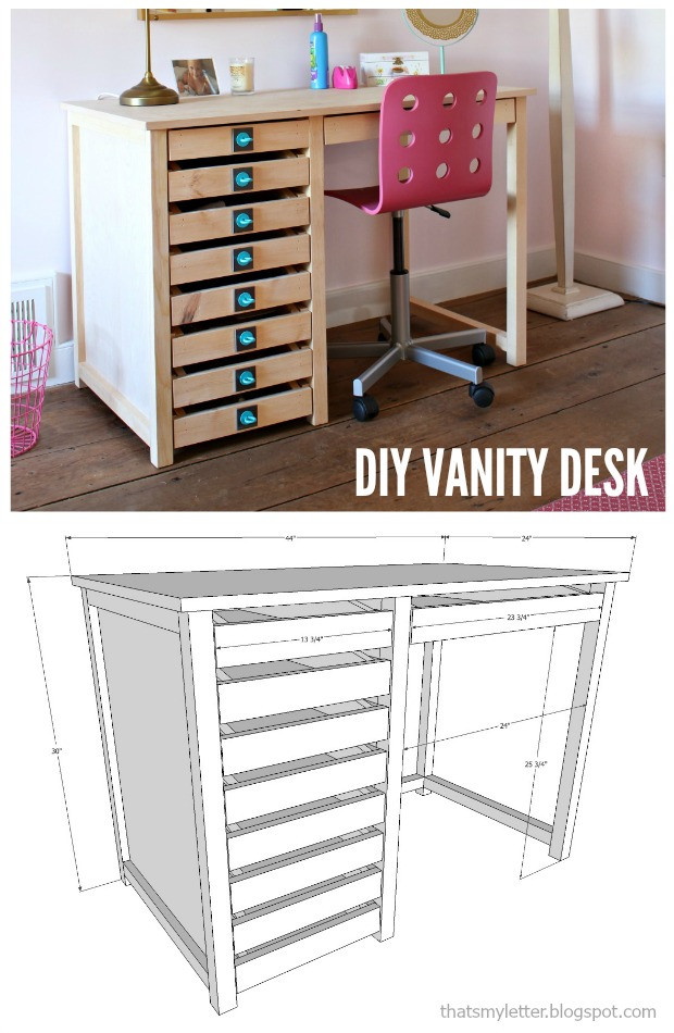 DIY Vanity Plans
 DIY Vanity Desk with Modern Hardware Pulls