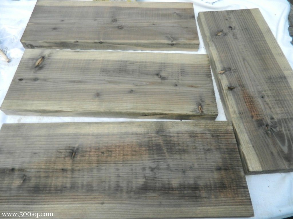 DIY Weathered Wood Stain
 Age new wood to weathered gray "driftwood" look by