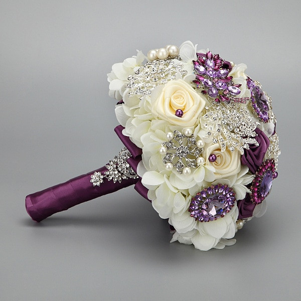 DIY Wedding Bouquet Fake Flowers
 Handmade Fashion wedding brides bouquet Brooch Crystal