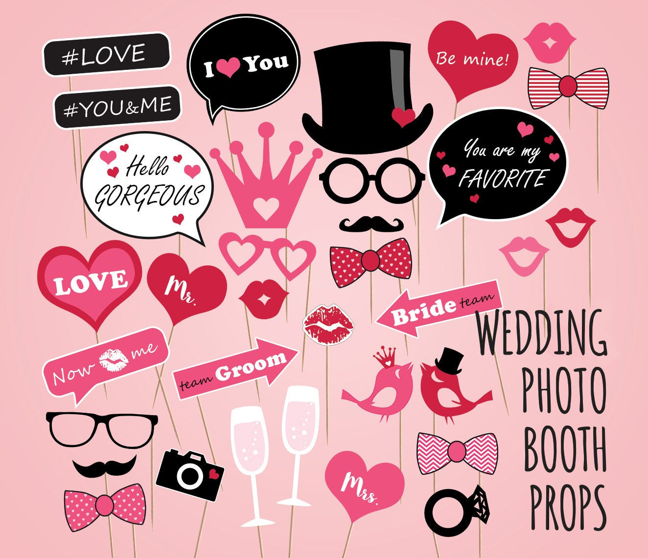 DIY Wedding Photo Booth Props
 Wedding photo booth props DIY Wedding party kit Wedding