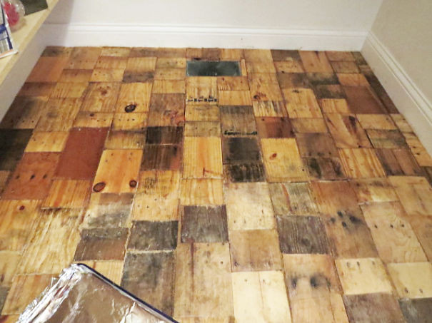 DIY Wood Floor
 Our DIY Pallet Wood Floor Cost ly $100