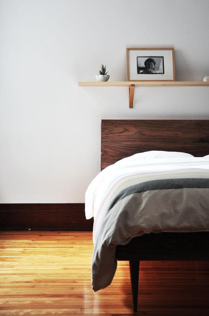DIY Wood Headboard With Shelves
 A Wooden Storage Headboard Made with Walnut and Love