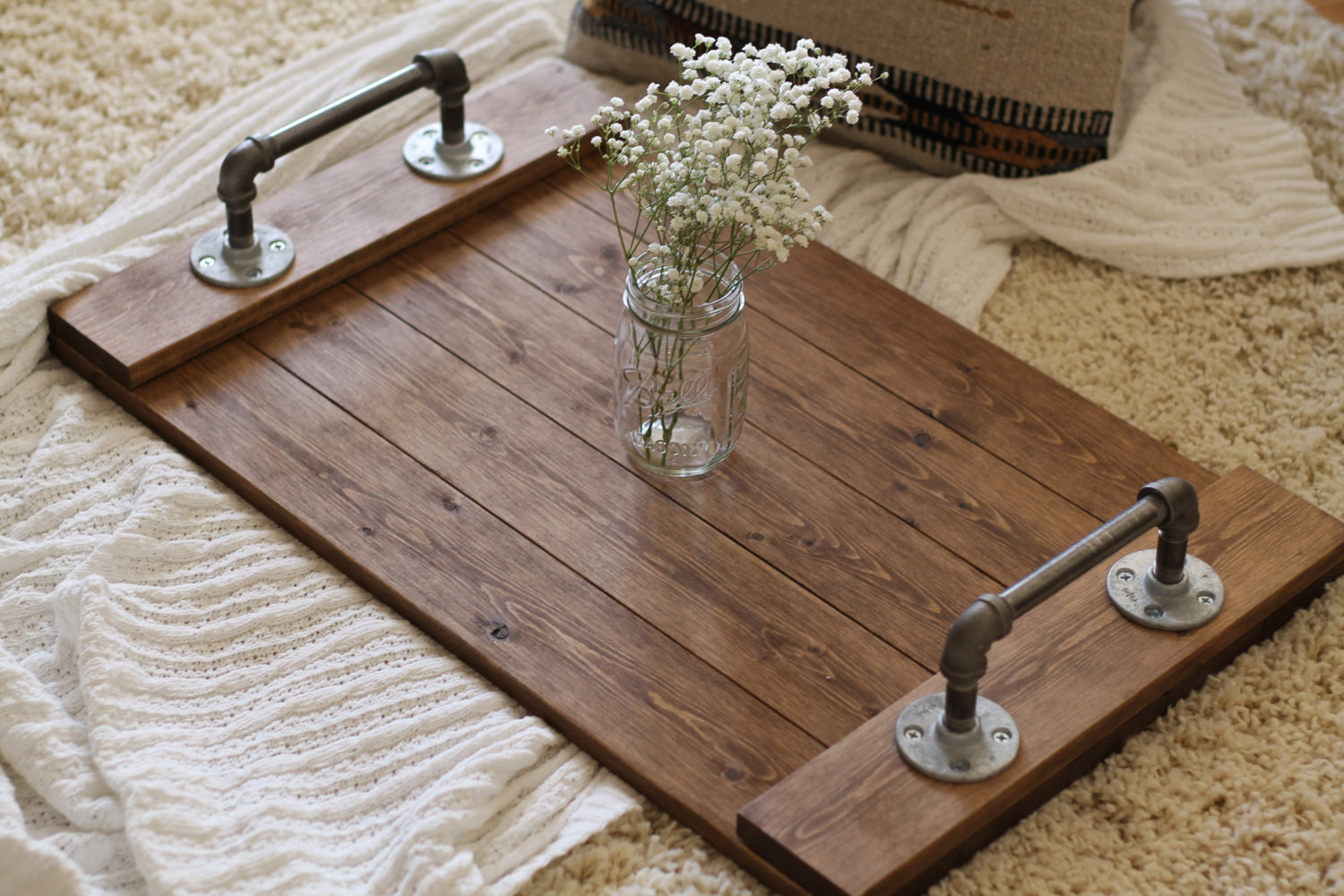 DIY Wood Serving Tray
 Rustic Industrial Tray Wooden Tray Ottoman by