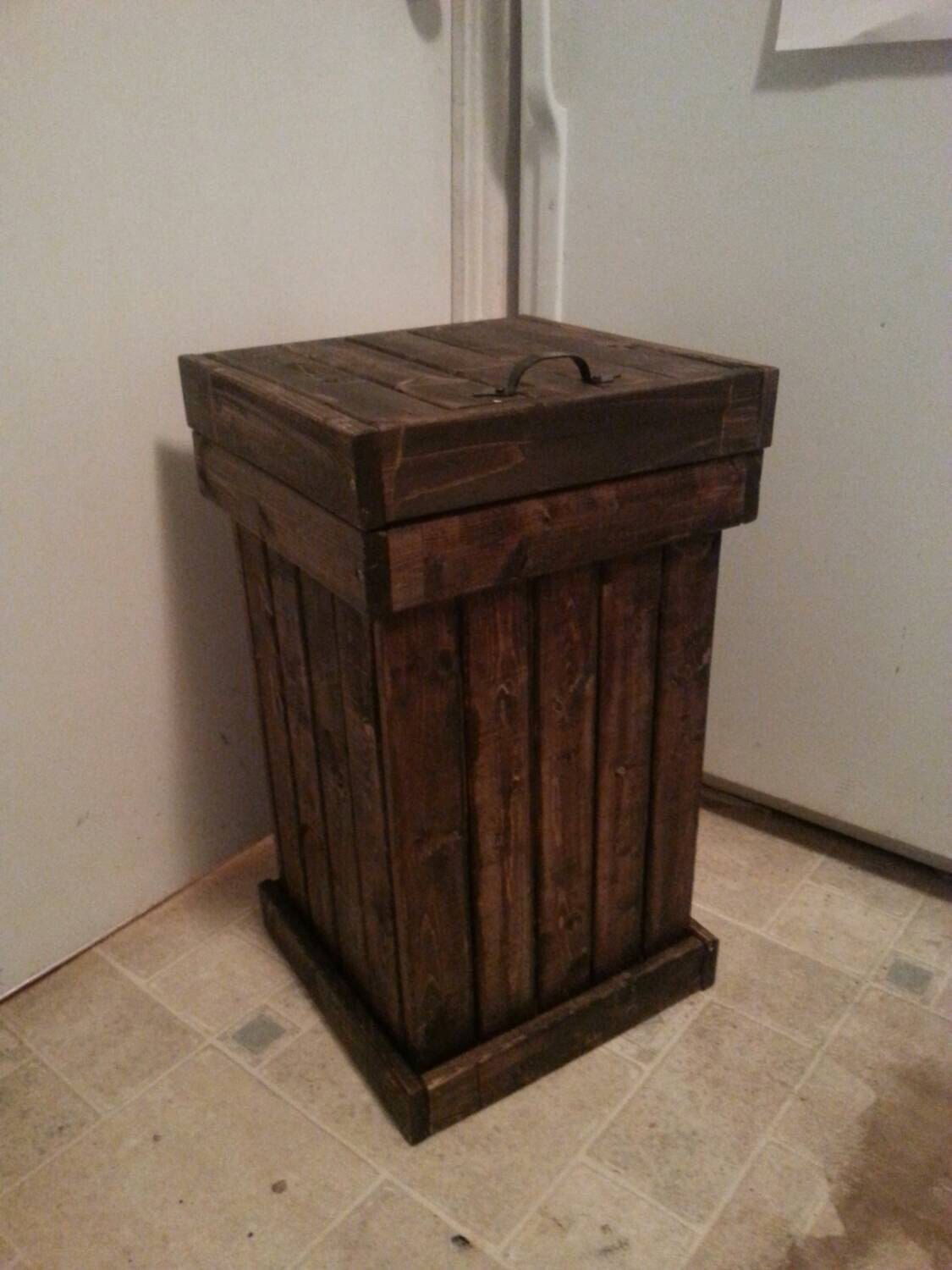 DIY Wood Trash Can
 wooden kitchen garbage can wood trash bin kitchen