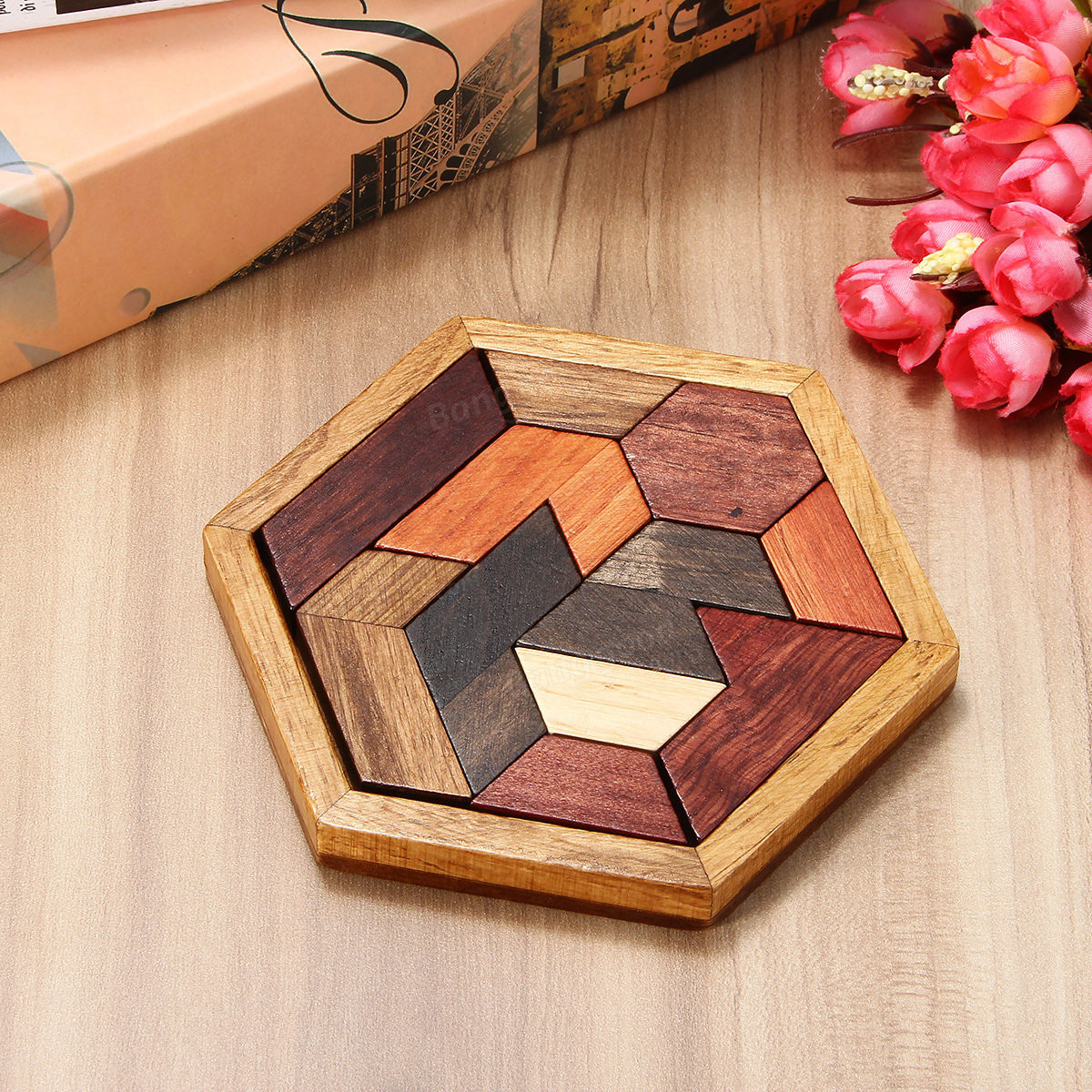 DIY Wooden Puzzles
 diy 9pcs wooden iq game jigsaw intelligent tangram brain