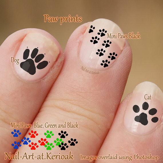 Dog Nail Designs
 Pawprint Nail Art Dog and Cat Nail Art Stickers fingernail